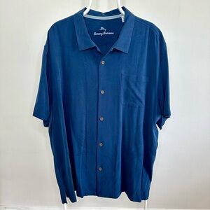 NWOT Tommy Bahama Silk Tonal Palm Fronds Short Sleeve Shirt - Navy